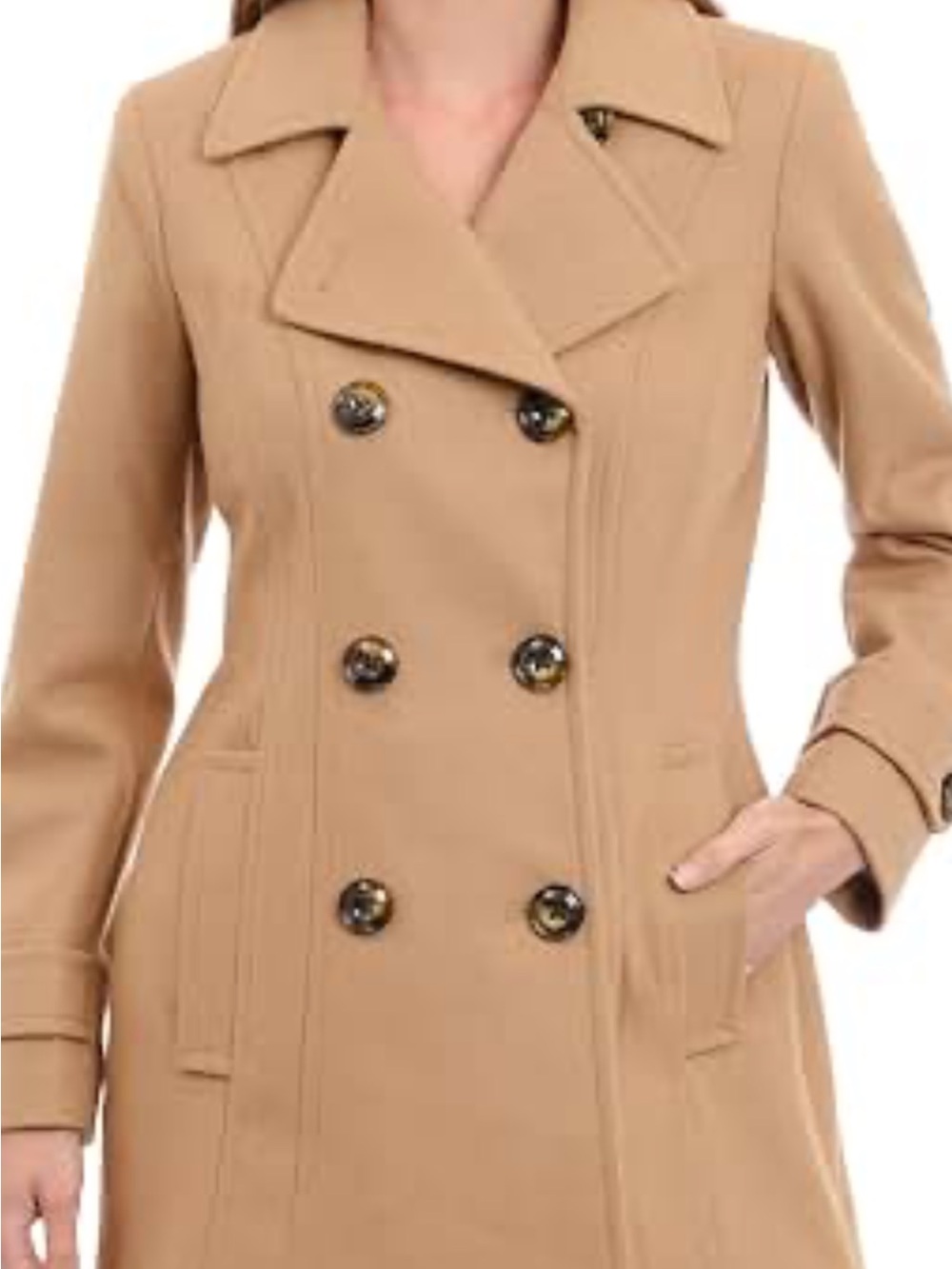 Me Jane Double-Breasted Tan Trench Coat